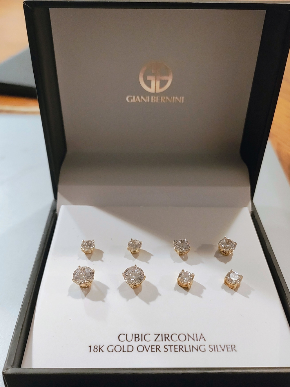Giani Bernini Gold Cubic Zirconia Stud Earring Set - White Stones